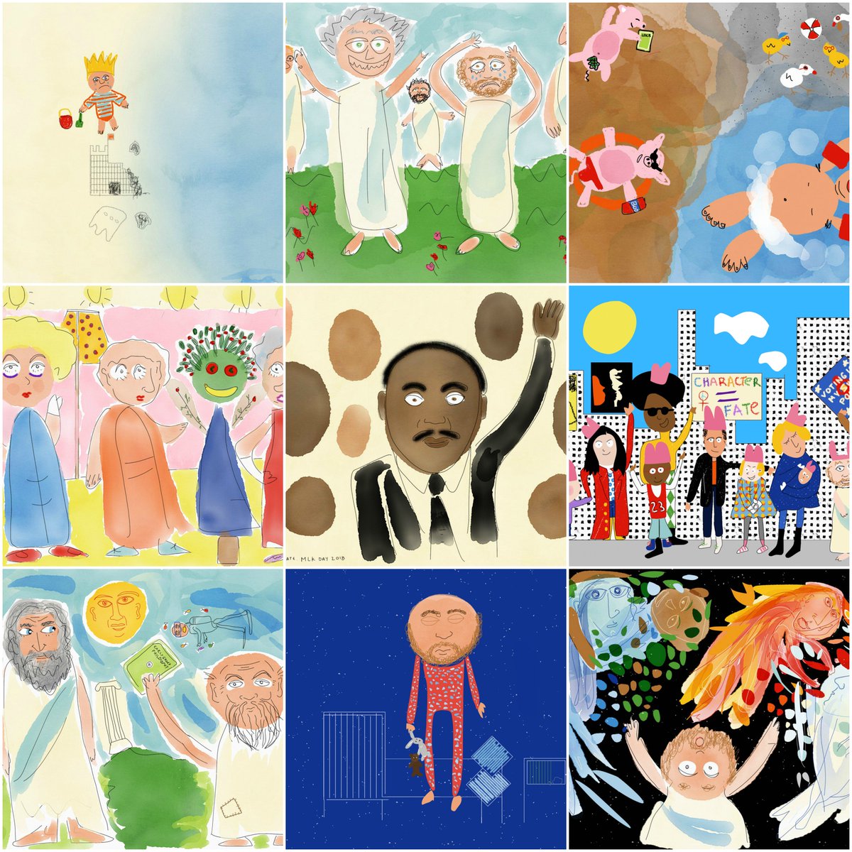 SeminaryCoop's tweet photo. Throughout our Heraclitus Caption Contest, our final winner @kansasanymore submitted 13 wonderful watercolors! Plus, we were so overwhelmed by all the contributions, we're going to award a special prize, to be announced in the coming days--stay tuned! @Harvard_Press #ceLOEBration https://t.co/kCs9OWuWxZ