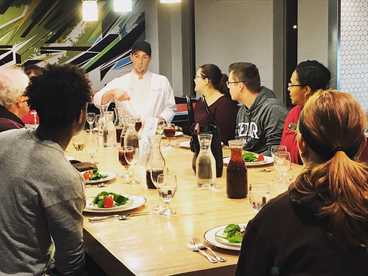HawksDining's tweet photo. Chase's first Chef Table of 2018 at QU was a success. Look out for your chance to join us at his next Chef Table #hawksdining #atthetable #wherehugrymindsgather #chaserocks https://t.co/dxfurZICM9
