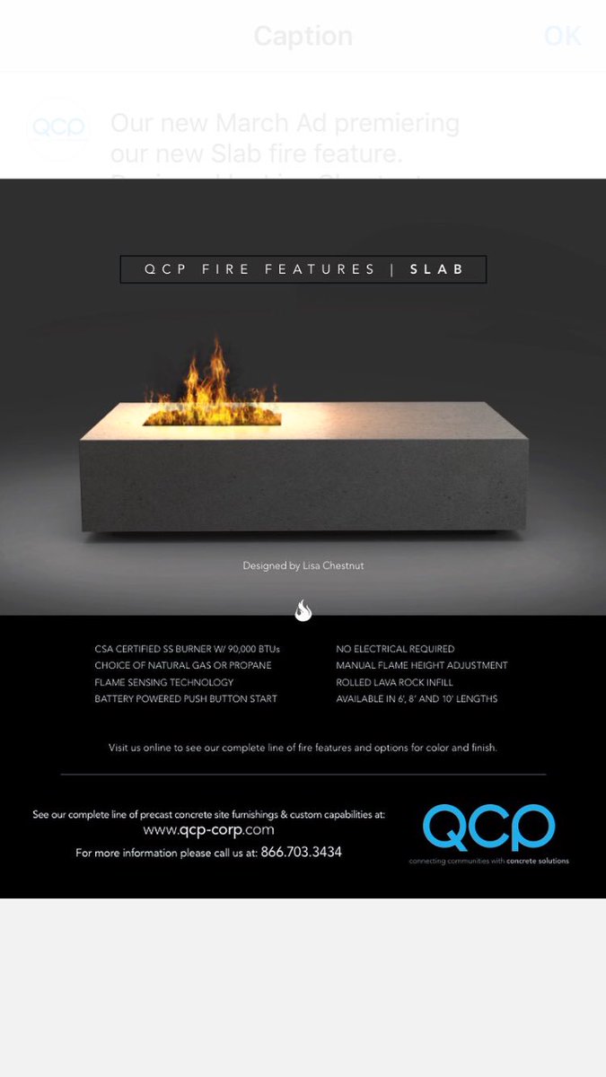 QCP_Corp's tweet image. Look for our March Ad in Landscape Architecture Magazine showing our latest fire feature called Slab designed by Lisa Chestnut  #nationalasla #asla_sd #asla_ca_sierra #aslacolorado #asla.norcal #aslaoregon #asla_ny #aslautah #nmasla #aslatexas #az_asla #socalasla #washingtonasla