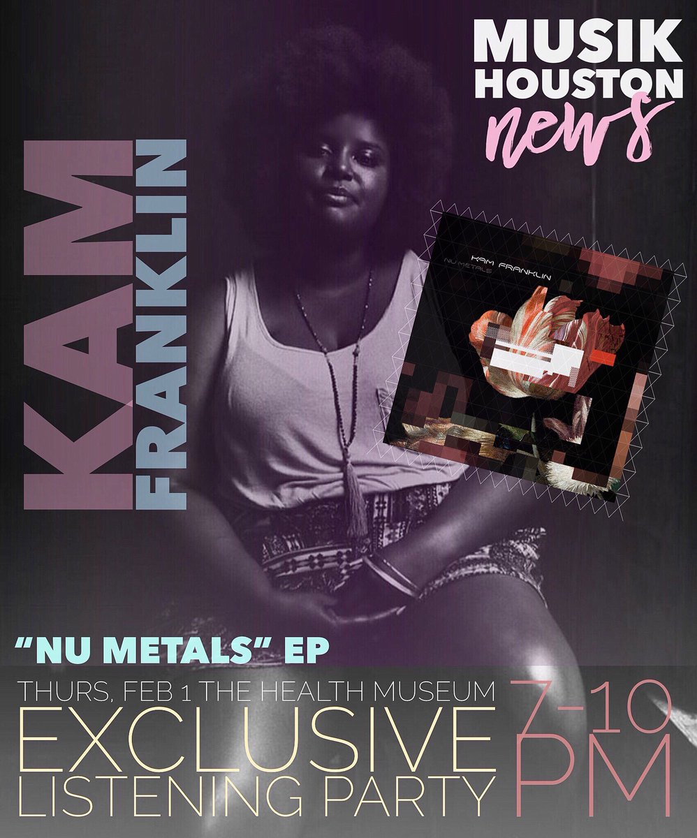 KamFranklin's tweet photo. What are you doing tomorrow night?
❤️❤️❤️❤️❤️❤️❤️❤️❤️
I am thrilled to present the first listen of my “Nu Metals” EP! Join #MusikHouston Thurs, Feb. 1st from 7-10pm for the official “Nu Metals” EP listening party inside @thehealthmuseum! It’s FREE baby! https://t.co/qjynB5prdB
