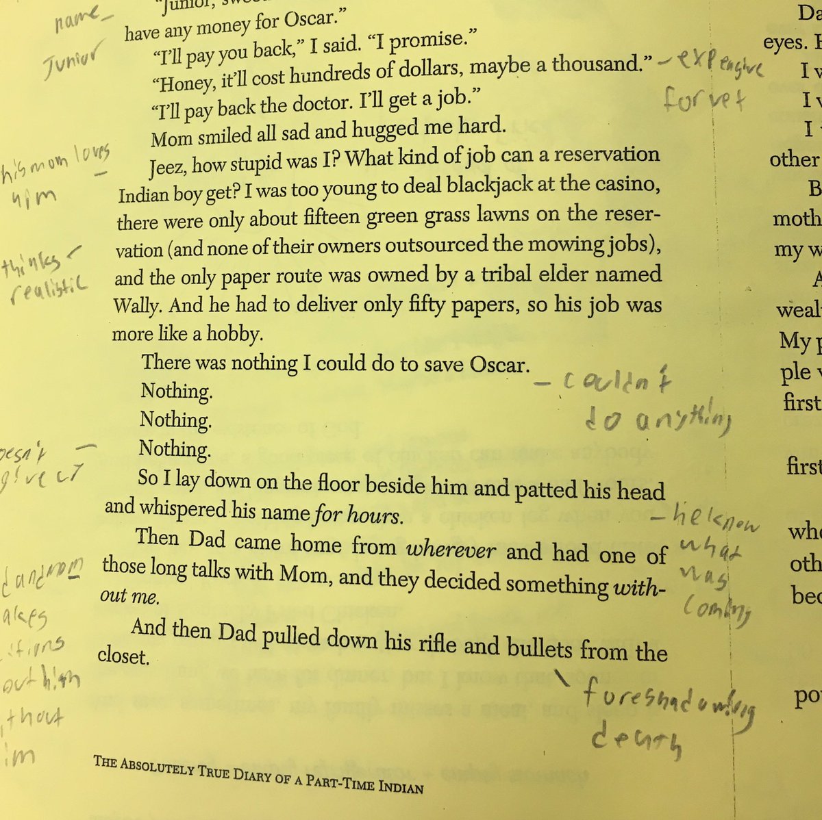 MrLehnert2's tweet photo. Very pleased to see my #malereaders becoming engaged with their #annotations as we #closeread Their level of interest in the story and protagonist prove why relevant literature is critical in our classrooms. #theabsolutelytruediaryofaparttimeindian https://t.co/MOKBUR09vO