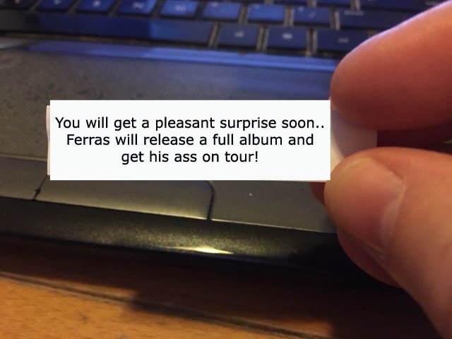 ferras's tweet photo. Hehehehe ❤️this!!!! RT @_mongoose: Hey @ferras! My fortune cookie for today! 😂😂😇👽👽#AlienForever #ComingAroundAgain #LoveMyBabyBoy See what new music does to me? You will always have my heart, baby boy 👽🌈🏳️🌈 https://t.co/JGS9pKMkmu
