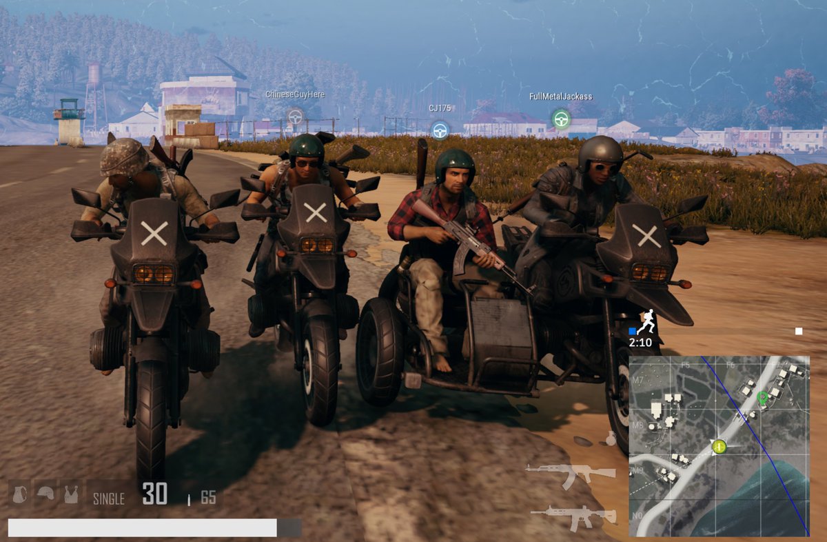 rangersauce175's tweet photo. Rolling with the Squad out of #Mylta on motorcycles! #PUBG #streamer #screenshot #twitch #SquadGoals #onpoint #gamer https://t.co/9m1YxVjbpu