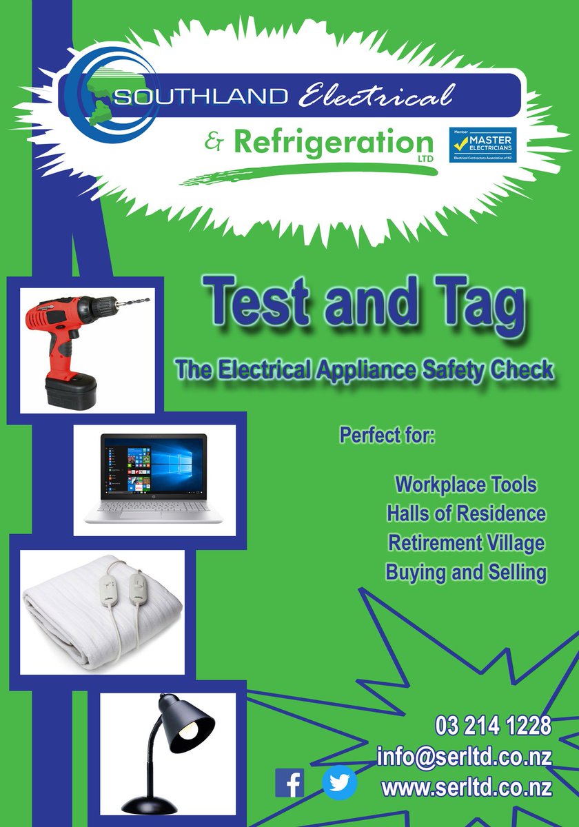 #SER #TestAndTag #ElectricalApplianceSafetyCheck #WorkplaceTools #HallsOfResidence #RetirementVillage #BuyingAndSelling #MasterElectricans