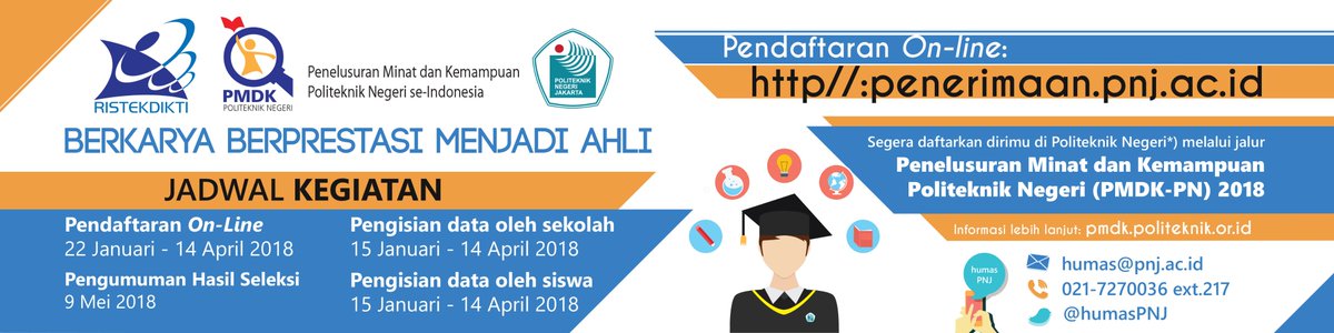 Selamat Pagi.. masih ada 3 bulan kurang untuk daftar PMDK-PN, Jangan lupa catat tanggal pendaftaran PMDK-PN yaa... jika ada saran, kritik atau pertanyaan bisa Mention / DM mimin yah... tks 😊