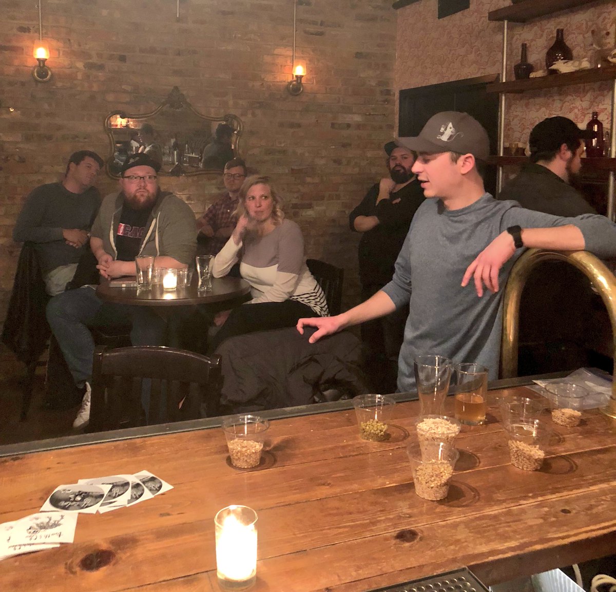 OffcolorBrewing's tweet photo. Class is in session. Professor Shane is at the lectern at @DuseksChicago. #BrewU https://t.co/4rYwdSfarW