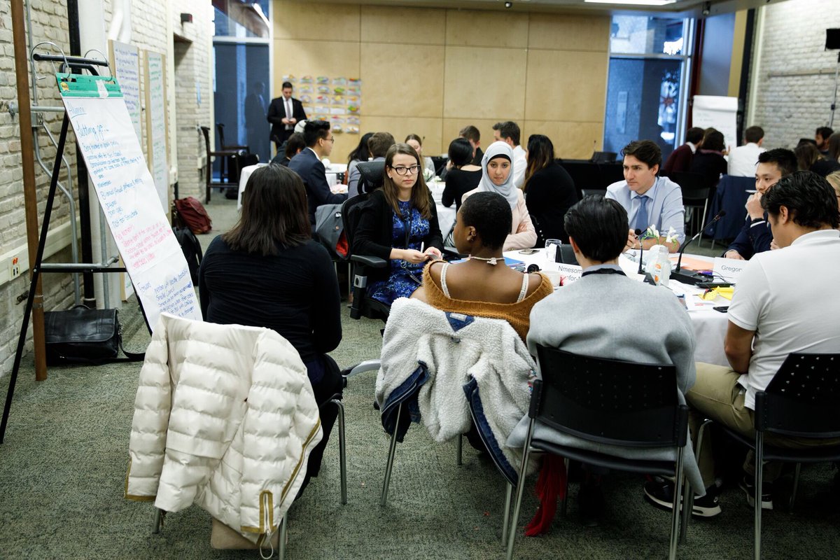 JustinTrudeau's tweet photo. Driven. Civic-minded. Leaders today. That’s a wrap for the first cohort of my Youth Council. They’ve shaped @CJPMYC’s mandate, and today in Winnipeg, we reflected on what we’ve done together, and set the stage for our continued work ahead! https://t.co/U65aOOAAxT