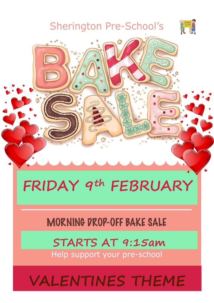It costs £500 every year for Pre-School to provide milk and snacks for our children. Fundraising makes such a difference. Can you help by coming to our Valentines Bake Sale on 9th Feb? #bake #valentines #charity #fundraising #bringandbuy #everylittlehelps