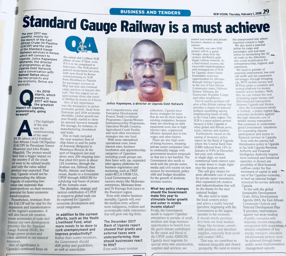 Standard Gauge Railway is a must achieve. The Director at <a href="/ugandadebtnet/">Uganda Debt Network</a> breaks it down in <a href="/newvisionwire/">The New Vision</a> today.