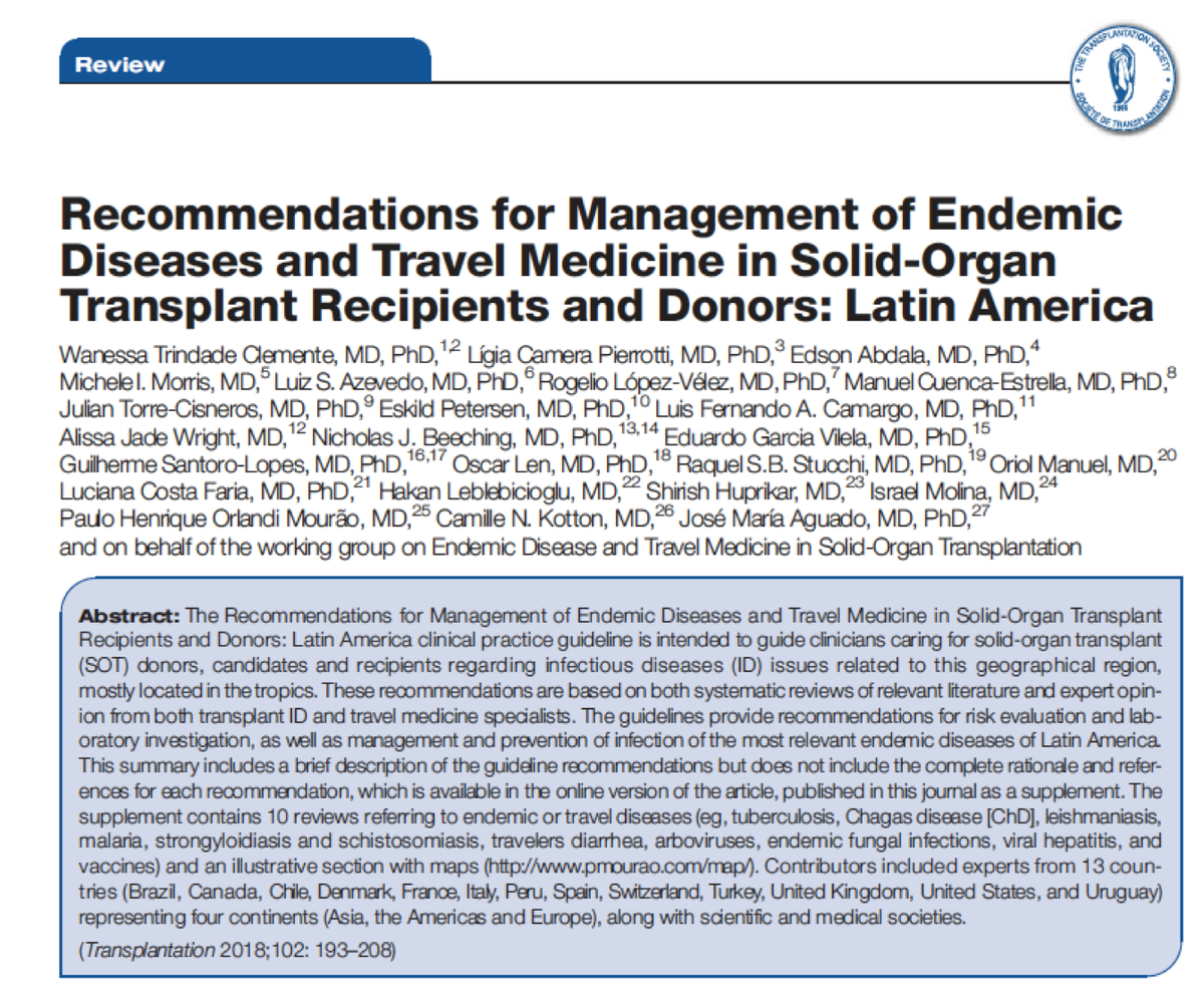 HakanLebi's tweet photo. Recommendations for Management of Endemic Diseases and Travel Medicine in Solid-OrganTransplant Recipients and Donors: Latin America
https://t.co/ShPxK6Wv75…/Recommendations_for_Management_o…
Supplement https://t.co/WxiT49VYR4
@ESCMID @TAEscmid #ESGITM #ESGICH @TransplantJrnl https://t.co/PynudKMo8A