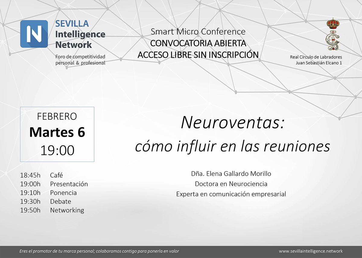 SevillaNetwork's tweet photo. El próximo 6 de febrero, en el @RCLabradores , Smart Micro Conference de Elena Gallardo Morillo, profesora de la Escuela de Negocios del @iecajasol https://t.co/IBvvE9U2w6