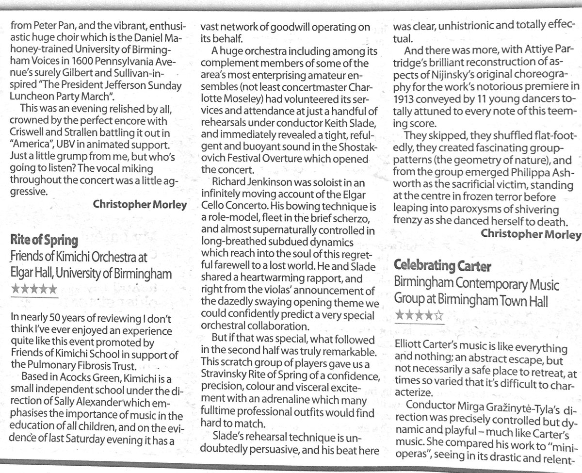 MrChrisPassey's tweet image. Our ⭐️⭐️⭐️⭐️⭐️ review for @KimichiSchool Rite of Spring in today’s @birminghampost 

@KeithSladeCond @attiyepartridge 

Congratulations one &amp;amp; all!

“...a confidence, colour &amp;amp; visceral excitement with adrenaline which many professional outfits would find hard to match.”