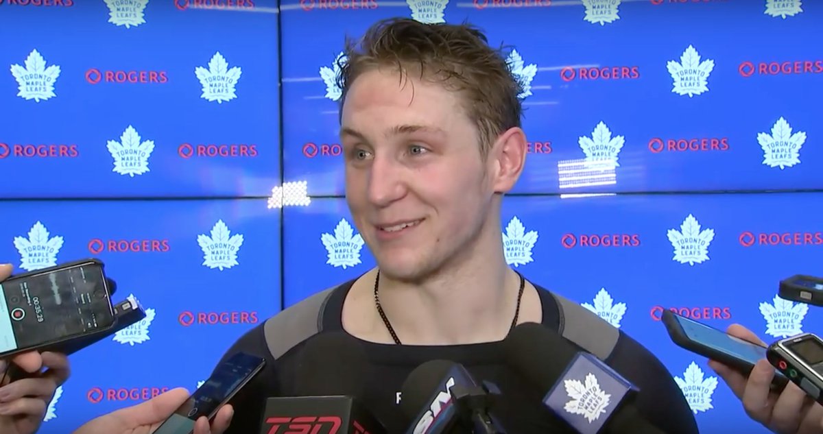 MapleLeafs's tweet photo. “It's just an amazing feeling playing with those guys and having them come up to you and congratulate you on your first goal.” - @Travis_Dermott

🎥: https://t.co/2YQ9iAkP3I

#TMLtalk #BellLetsTalk https://t.co/b7MRXumSCv