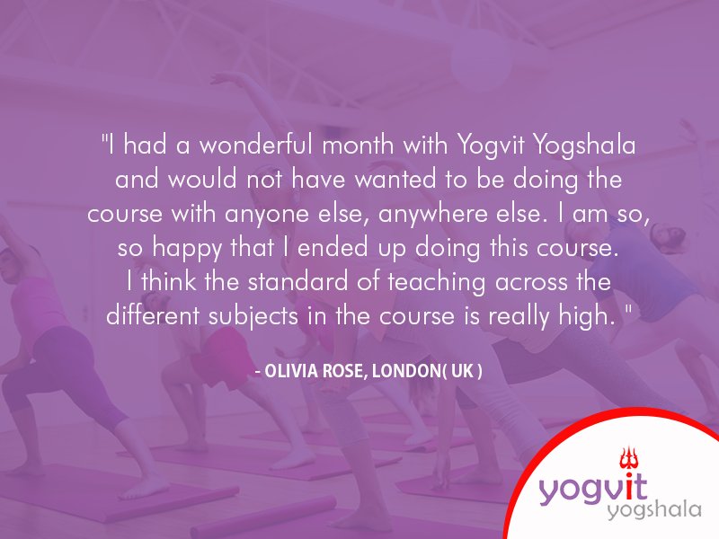 YogavitYoga's tweet photo. "I had a wonderful month with Yogvit Yogshala and would not have wanted to be doing the course with anyone else, anywhere else. I am so, so happy that I ended up doing this course. I think the standard of teaching across the different subjects in the course is really high. " https://t.co/xivbxPSlvT