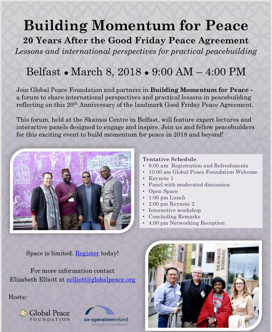 MussaMbugi's tweet photo. Building a momentum for peace in Belfast, United Kingdom 

Register for the event at
 https://t.co/RNrl65Mo2j

#GlobalPeace #GlobalpeaceTanzania #globalgoals #UnitedKingdom #cooperationireland # Belfast https://t.co/Qfvon4Yj1x