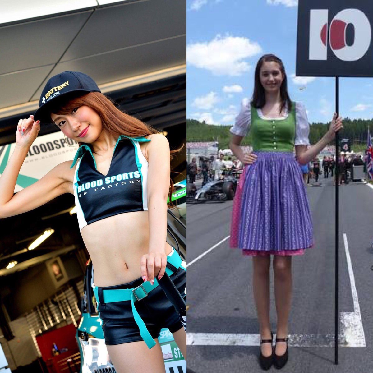 ট ইট র はるな Haruna F1グリッドガール廃止が話題になっていますが 勘違いされている方もいると思うので 右はf1 グリッドガール左は日本のレースクイーン F1のグリッドガールは基本露出は少なく民族衣装などを着ていることが多いです 左の