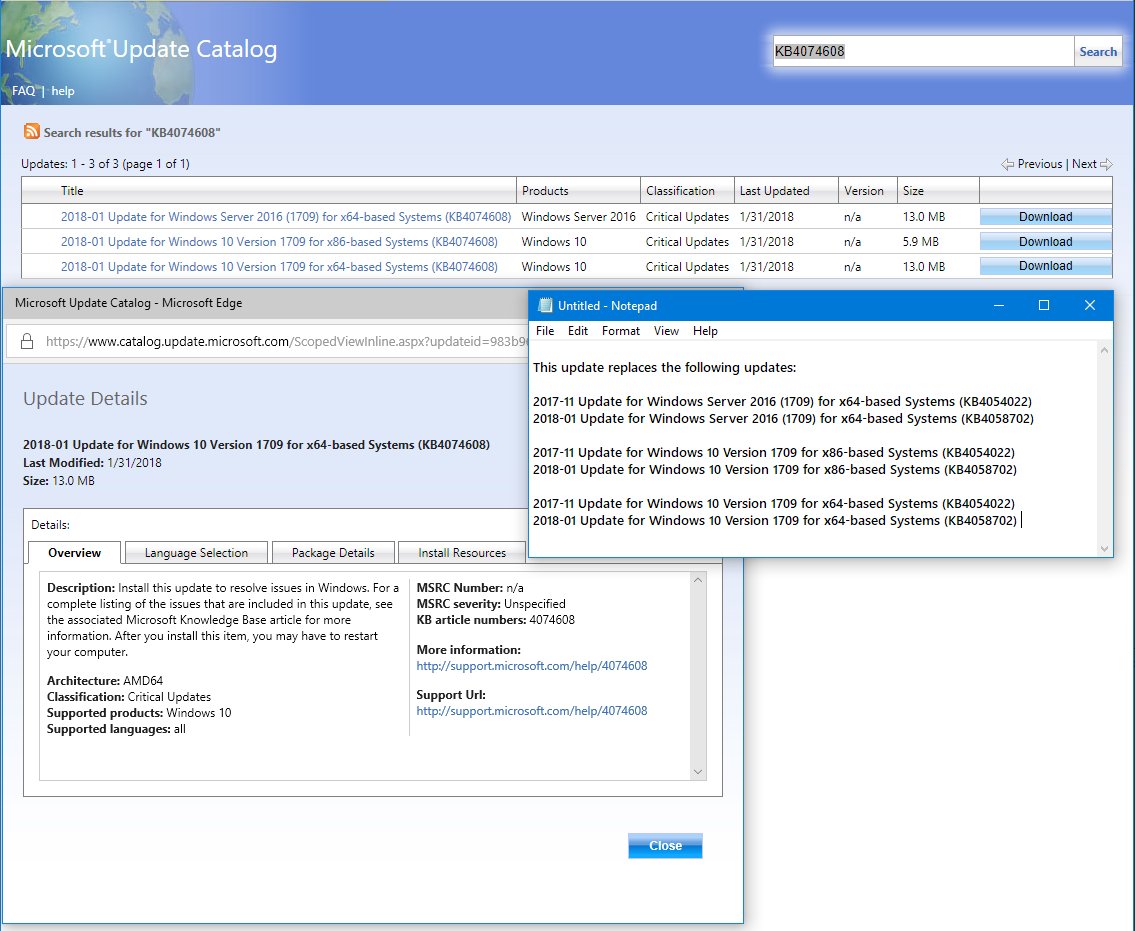 windows update catalog 1709