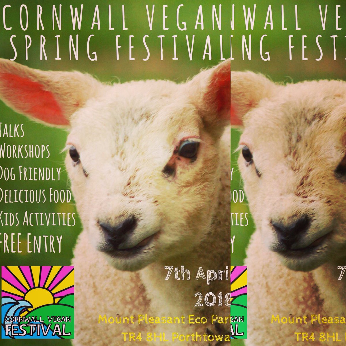 vegcornwall's tweet photo. #cornwallveganfestival #veganspring April7th 11-5 free entry and parking tasters talks stunning location @MPEcopark gorgeous food, cakes, crafts, art ..all welcome🎉#cornwallveganfestival #veganspring https://t.co/v4U1iFRYAi