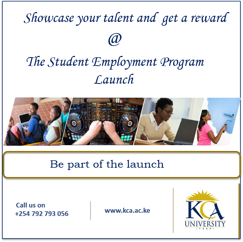 kcauniversity's tweet photo. We invite you for our Student Employment Program Launch tomorrow 2nd February 2018 at 10.30 am #TujiajiriKCAU https://t.co/qj5HqGucDt