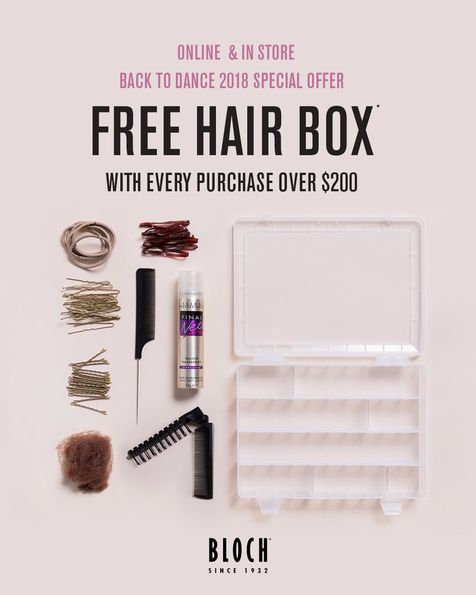 BlochAU's tweet photo. Just for you... As you're Blooming With Bloch this Back 2 Dance, with every purchase over $200 you receive a Free Bloch Hair Box valued at $39.95
Terms & Conditions apply. Shop in store or online at: https://t.co/Pgr2jXXKEl
#blochau #bloomwithbloch #blochdance #bloch #back2dance https://t.co/YtUwK030Dx