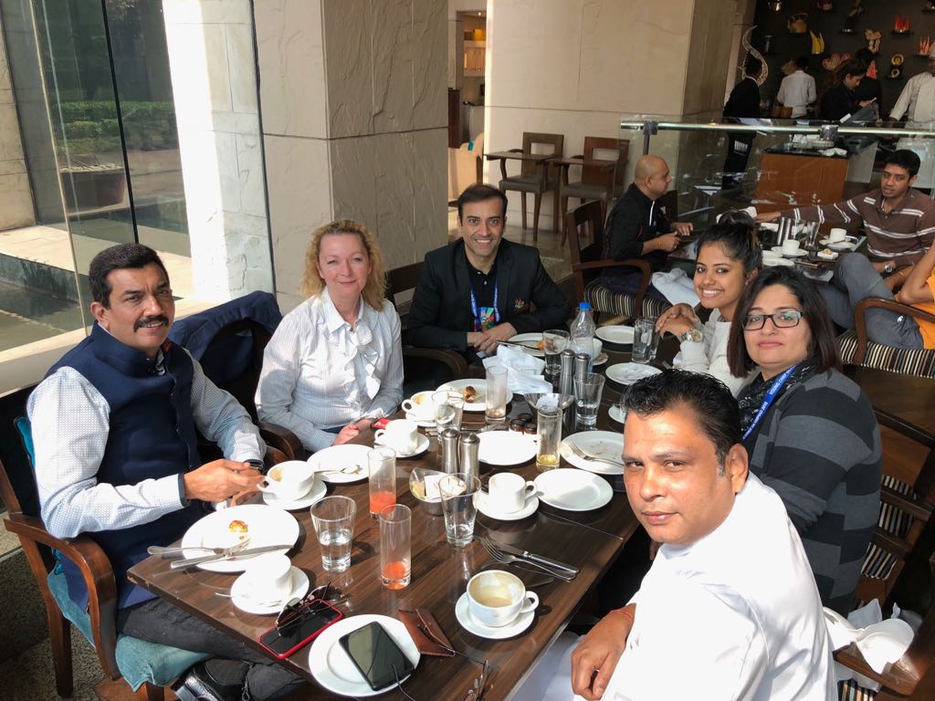 IIHMHOTELSCHOOL's tweet photo. Breakfast table at Hyatt Regency Kolkata with the GM, Executive Chef and Celebrity Chef Sanjeev Kapoor #yco18 @ycolympiad https://t.co/xIGXg46nAr