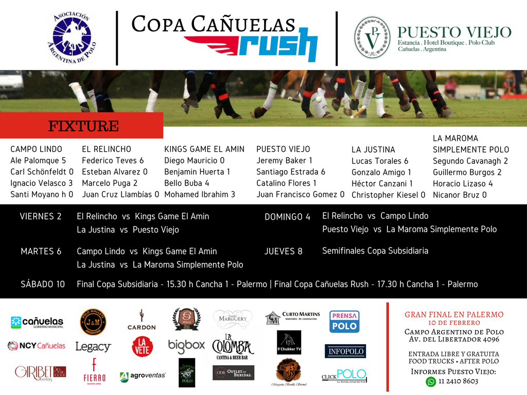 PuestoViejoPolo's tweet photo. Ya arranca la Copa Cañuelas Rush! 
El 10/2 todos a Palermo con entrada libre y gratuita!
Food trucks, música y mucho polo!
•
•
https://t.co/IfOmHDDv9I
#polo #poloinargentina #CopaCañuelasRush #RushBA #Cañuelas #PuestoViejo https://t.co/zpM4E7rRcE