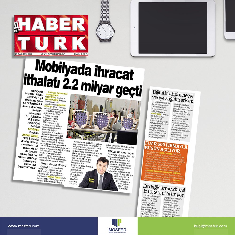 mosfedtr's tweet photo. 14. Uluslararası İstanbul Mobilya Fuarı sonrası basında çıkan haberlerimiz. #imob #imob2018 #mosfed #mobilyafuarı #cnrimob #fuar #haber #dunyagazetesi #haberturkgazetesi #yenişafak #milliyet #furniture #furniturefair https://t.co/4CSZRRSk0B