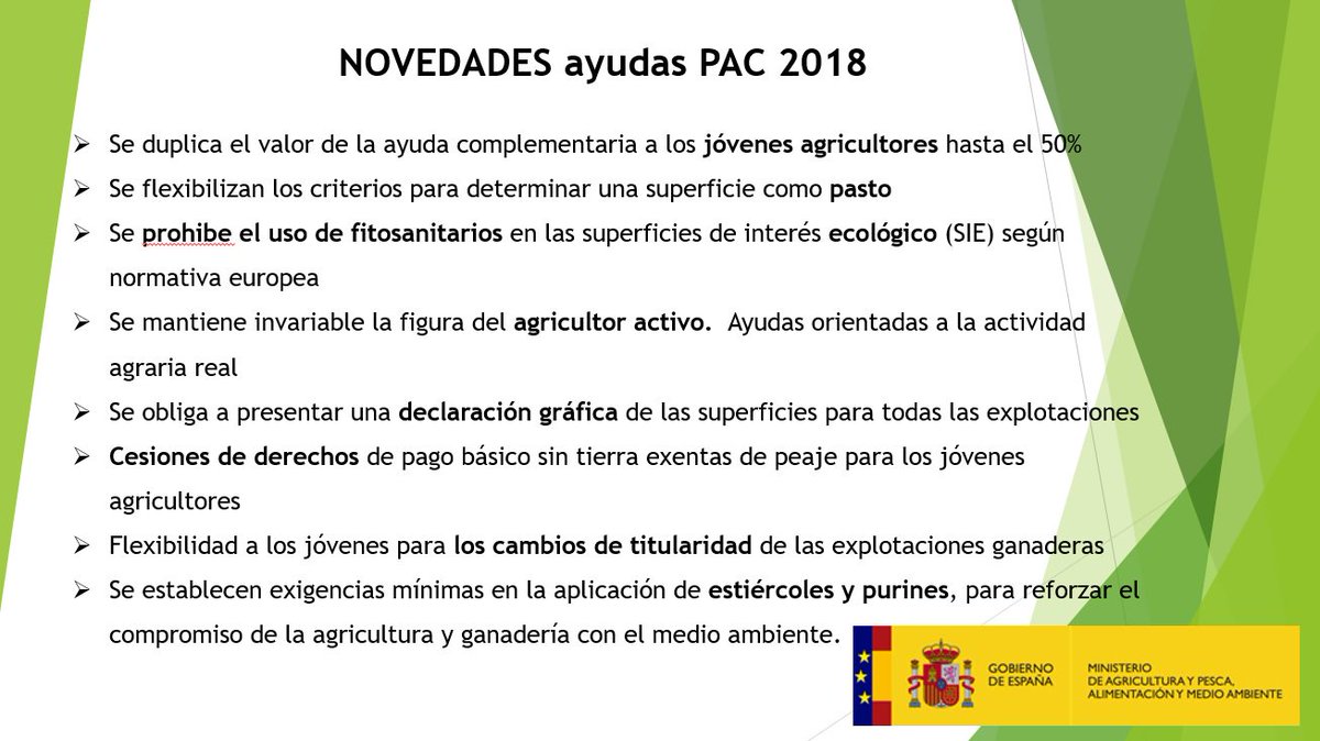 gobmapa's tweet photo. 👨‍🌾👩‍🌾  Principales novedades en la solicitud de ayudas directas de la #PAC para 2018 

ℹ️ https://t.co/ruPij8DSd0 https://t.co/kw0VOm99Po