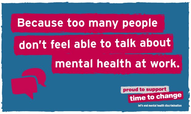 Because too many people don't feel able to talk about their mental health at work - we're proud to support <a href="/TimetoChange/">Time to Change</a> #timetochange #inyourcorner <a href="/MindEmployerLds/">Mindful Employer Leeds</a> #timetotalk