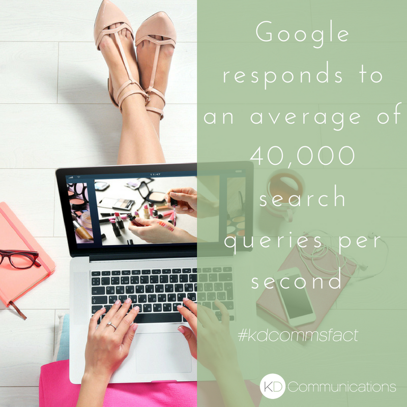 kathrynbaird_'s tweet photo. Did you know #Google responds to an average of 40,000 search queries per second? Is your brand likely to come back in search results for key words in your field? If not, that needs to change #SEO #contentmarketing #kdcommsfact https://t.co/kSuEh6vCKm
