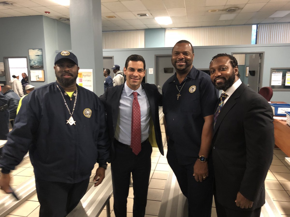 Revhardrick's tweet image. Honoring the deaths of Echol Cole &amp;amp; Robert Walker and the Memphis Sanitation Strike of 1968 w/ Miami Mayor Francis Suarez and Union Officers of the Miami Sanitation Union.