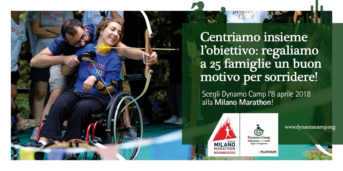 DynamoCamp's tweet photo. L'8 APRILE ti aspettiamo alla @milanomarathon! Corri con la pettorina di Dynamo Camp e aiutaci a regalare a 25 famiglie di bambini gravemente malati un'esperienza di #TerapiaRicreativa al Camp!
Iscrizioni aperte ➢➣ https://t.co/BHqHQ9towP
#DynamoBeneComune https://t.co/kComeQJDo6