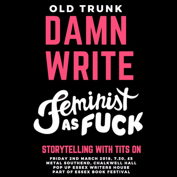 DAMN WRITE IS BACK!

We're very excited to be doing our super fun evening of #Storytelling as part of #PopUpEssexWritersHouse @EssexBookFest

The theme? Feminist As Fuck.

Friday 2nd March, £5
#ChalkwellHall <a href="/MetalSouthend/">Metal Southend</a>
#Southend #DamnWrite

BOOK: metalculture.com/event/southend…