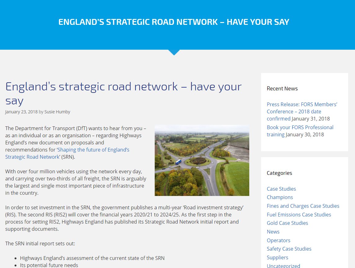 FORS_online's tweet photo. England's #StrategicRoadNetwork - have your say! The @transportgovuk wants to hear from you regarding @HighwaysEngland's new proposals and recommendations for the network. Find out more here: https://t.co/JPPTF5xsRA https://t.co/V3XfRmUEJ9
