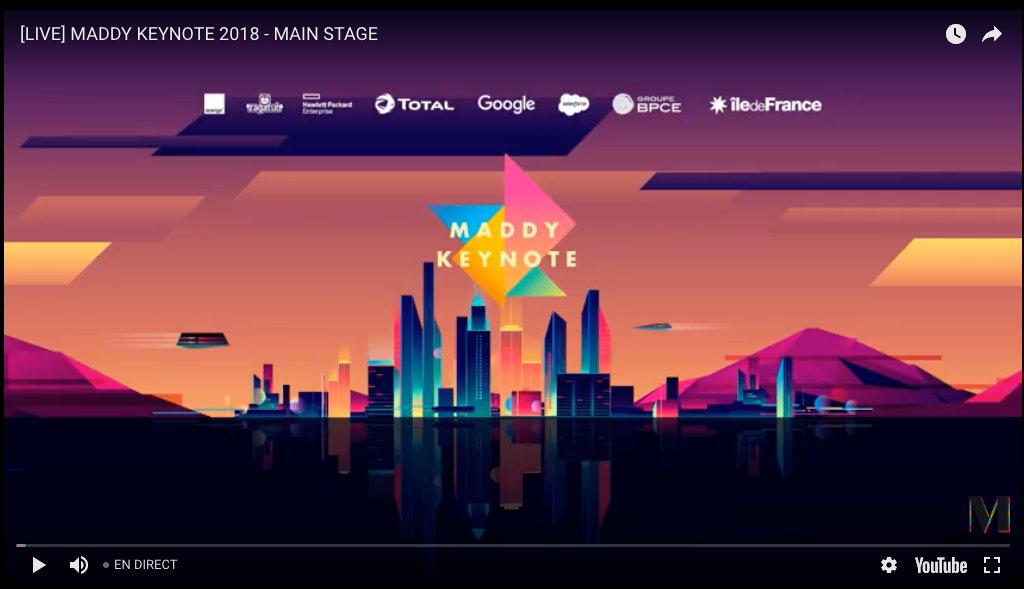 camillejourdain's tweet photo. Le hashtag à suivre aujourd'hui : #MK2018, celui de la @MaddyKeynote, conférence organisée par @bymaddyness. 
Le sujet: Quel futur pour nos villes? 
4 thématiques au programme : la Mobilité, l'Habitat, le Bien-être et l'Agora.
Le live: https://t.co/1B6ByYU30B
#startup #innovation https://t.co/WjbgCD5mBV