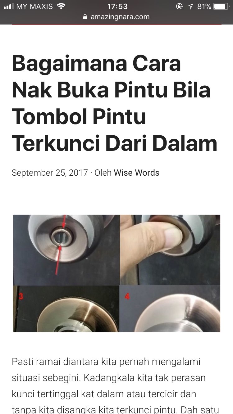 Cara buka pintu bilik terkunci dari dalam