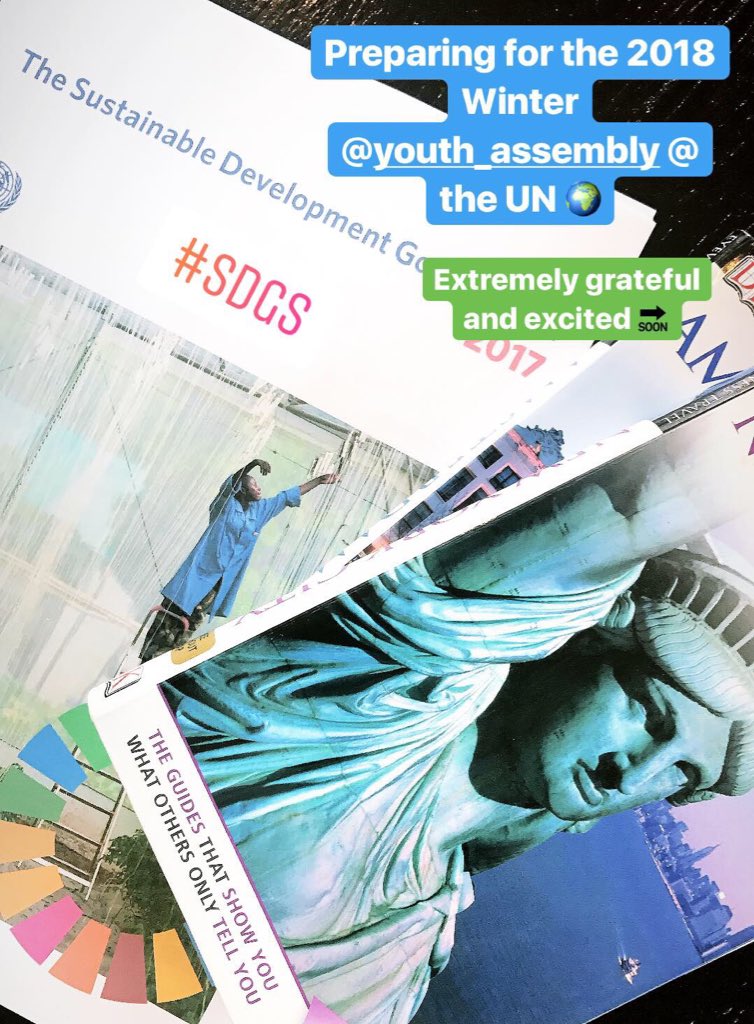 Extremely excited to attend the 2018 Winter <a href="/YouthAssembly/">AFS Youth Assembly</a> at the UN in a few days time! So grateful for the opportunity to actively participate in conversations regarding the most pressing issues of our time 🌍🔜 #SDGs