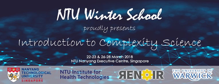 Great winter school taking place in March at <a href="/NTUsg/">NTU Singapore</a> : "Introduction to Complexity Science"!
