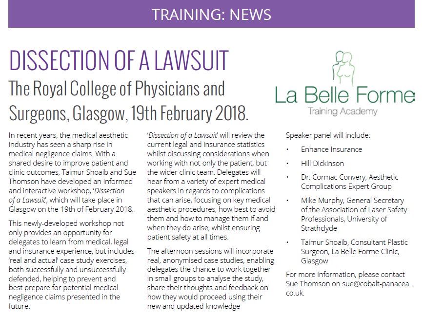 Consulting_Room's tweet image. Really excited to be attending this seminar on the 'Dissection of a Lawsuit' this month. Hosted by @FormeAcademy and @CobaltPanacea it promises to be very enlightening with interactive workshops on insurance and legal issues. Full agenda and booking here: bit.ly/2E7QcQH