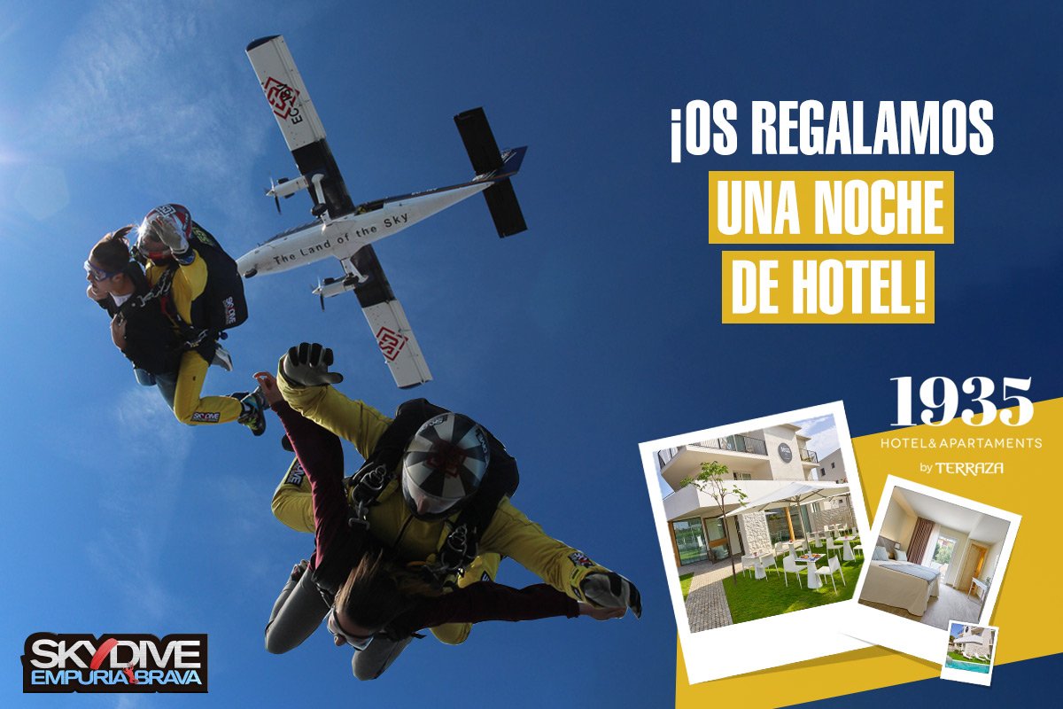 ¡Atención skylovers, y lovers sin más! A las parejas que vengáis a saltar en tándem durante la semana de San Valentín (de lunes a viernes) os regalaremos una estancia de 1 noche en el Hotel 1935. ¡Para que allí también os ganéis el cielo! 😏 Condiciones en bit.ly/promoSV_SKDE