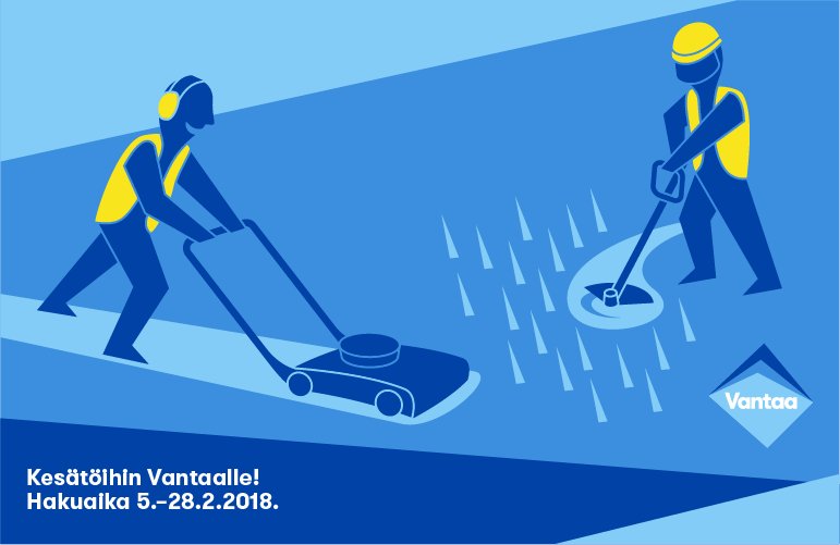 VantaanKaupunki's tweet photo. Kun ulkona pyryttää, on helppo siirtää ajatukset jo kesään. Kesätyöhakumme käynnistyminen onkin jo nurkan takana. https://t.co/c0S7NRNZz6 #kesätyö #rekry #Vantaa #duunia https://t.co/aakLl5bKcX