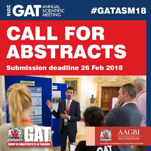 Association of Anaesthetists (@assoc_anaes) on Twitter photo February #pinchpunch
ποΈ26 days left to submit your abstract for the AAGBI trainee meeting GAT ASM 2018 in #Glasgow #Scotland
π»Get published online in <a href="/Anaes_Journal/">ππ―π’π¦π΄π΅π©π¦π΄πͺπ’</a>
πPrize for #medstudents
Deadline Monday 26 February 18: bit.ly/2nwAyUB
#GATASM18 February #pinchpunch
ποΈ26 days left to submit your abstract for the AAGBI trainee meeting GAT ASM 2018 in #Glasgow #Scotland
π»Get published online in <a href="/Anaes_Journal/">ππ―π’π¦π΄π΅π©π¦π΄πͺπ’</a>
πPrize for #medstudents
Deadline Monday 26 February 18: bit.ly/2nwAyUB
#GATASM18