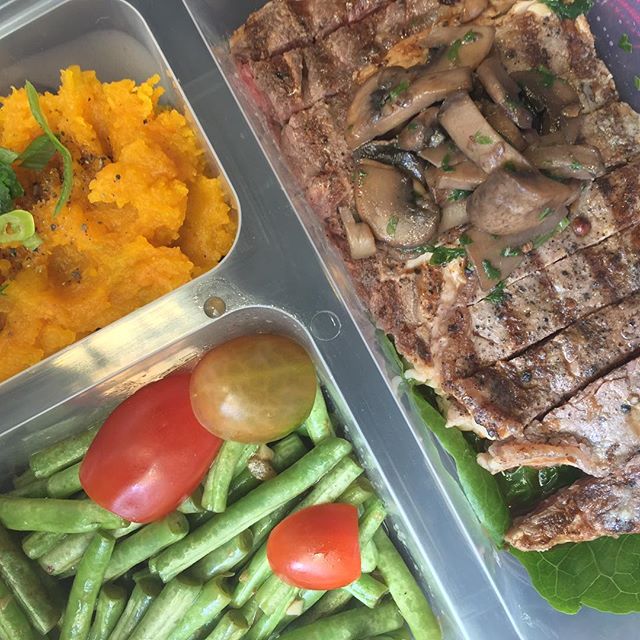Wagyu Steak with Mushroom, Mashed Potatoes, Green Bean Salad &amp; Soy Truffle Dressing