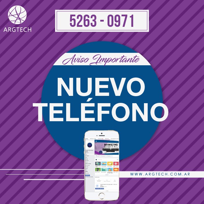 ArgTechSystems's tweet photo. Nuevo teléfono disponible para que puedas asesorarte. Llamanos, ¡Te estamos esperando! https://t.co/Ts9liwGkyg
