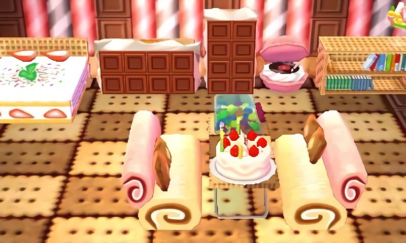 りんご 最近とび森で 部屋の模様替えしてて 今全部の部屋のをやろうと思ってて 茶の間の方にあった家具を奥の部屋に移したのね 一つ目の部屋の模様替え完了 部屋が広すぎて家具が少なかったら収まらなくてどう置こうか迷ってる とび森