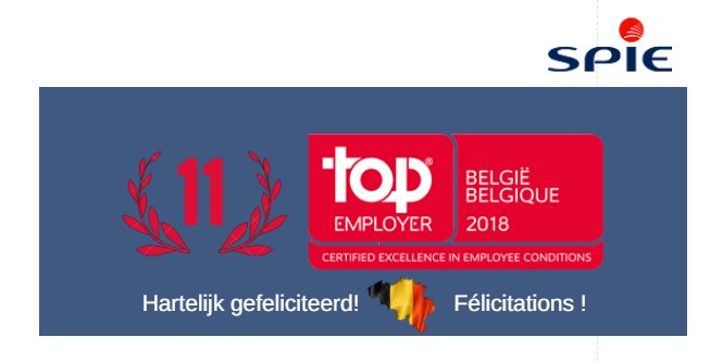SPIEgroup's tweet photo. 🇧🇪 Jamais 10 sans 11 : #SPIE_Belgium se voit décerner un 1⃣1⃣e titre de #TopEmployer #Belgique de rang. Bravo ! 👍https://t.co/eLqS7ckdu9 https://t.co/Y4Tj9AoJGe