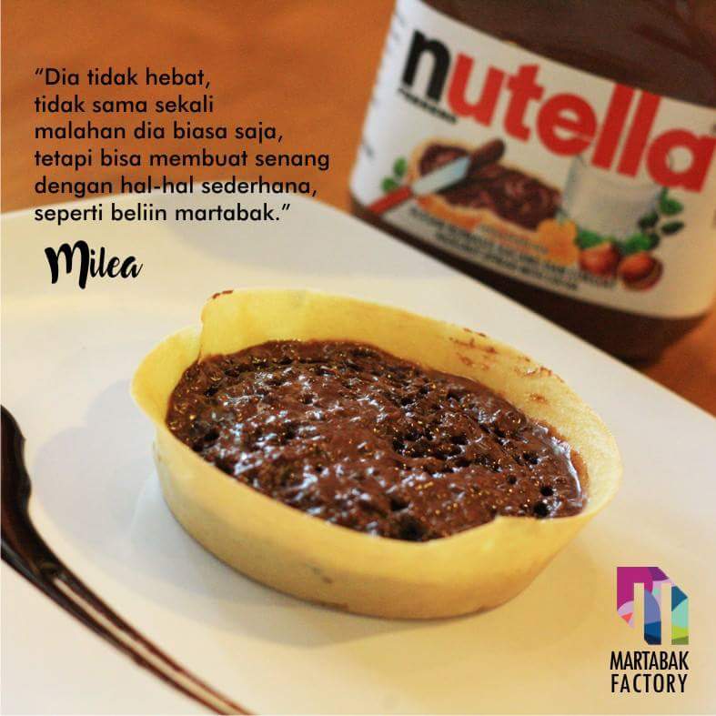 Cinta itu sederhana...seperti Nutella yang menjadikan martabak kaya akan rasa dan makna. #milea #dilan #dilan1990 
#MartabakFactory
#Mafa
#NongkrongAsyik

#martabak #nutella #martabakmanis #martabakmini  #cafejakarta #jakartafood #jakartafoodies #jakartaculinary #jakartainfood