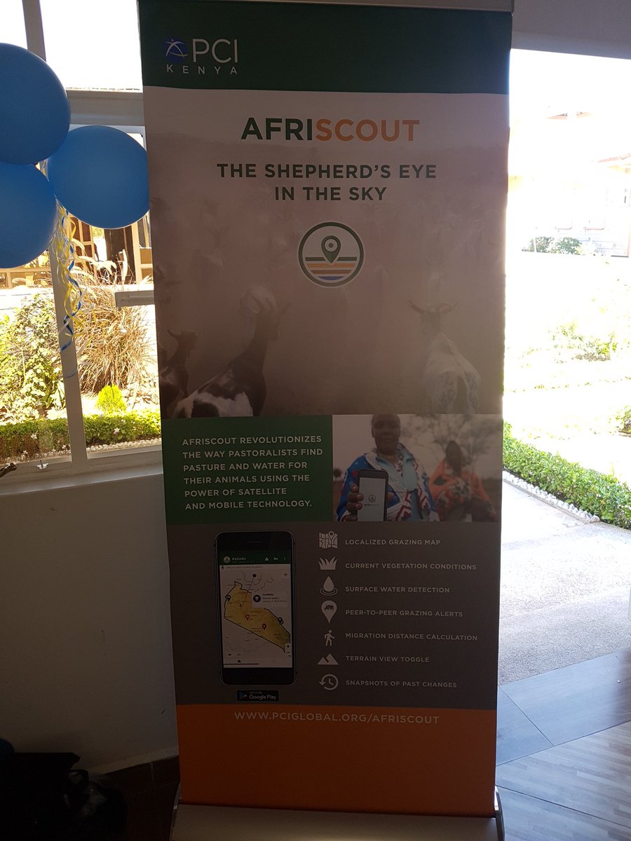 agmude's tweet photo. Congratulations to #AFRISCOUT for a successful launch! The shepherd's eye in the sky! Using satellites and mobile phones to find greener pastures and securing the pastoralists livelihood! @PCIGlobal @googlekenya @iHub @Bnwgache @ILRI @afriscout https://t.co/50VQCg7Epo