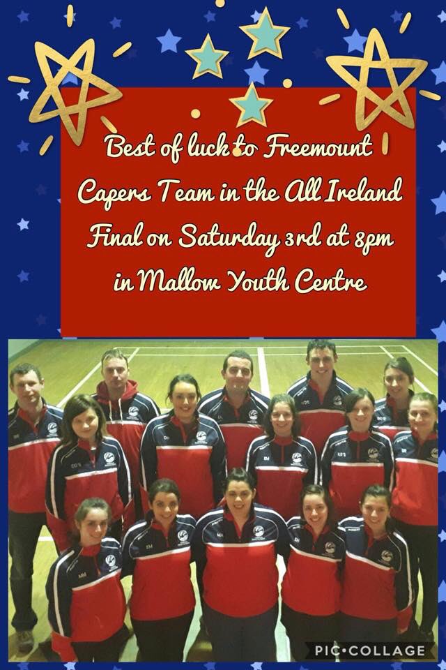 Best of luck to our Capers Team in the <a href="/fbd_ie/">FBD Insurance</a> <a href="/MacranaFeirme/">Macra na Feirme</a> National Capers Final in Mallow Youth Centre this Saturday night hosted by <a href="/AvondhuMacra/">Avondhu Macra</a>