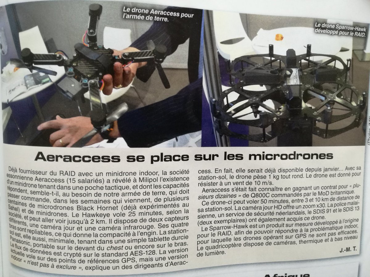 jmlestum's tweet photo. In @RaidsMagazine #379 : @AERACCESS se place sur les microdrones. Retour sur @Milipol_Paris par @Defense137 https://t.co/X2thw1jH8K